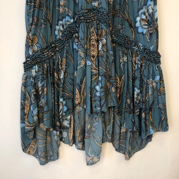 Free People Haze Hummingbird Tunic Blue Ruffled XS - Picture 7 of 12